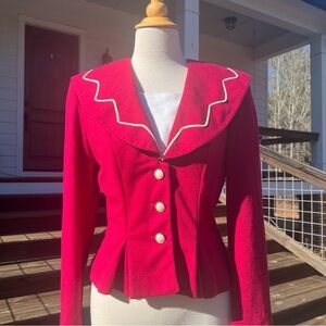 Leslie Fay Cranberry Jacket with White Trim